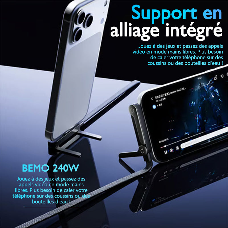 أقوى كابل شحن في العالم مع حامل هاتف مدمج وموصل زاوية