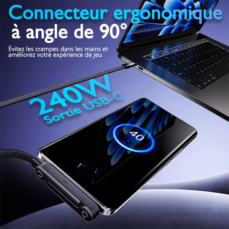 أقوى كابل شحن في العالم مع  حامل هاتف مدمج  وموصل زاوية